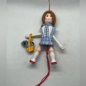 Vintage Kurt Adler Wizard of Oz Pull String Dorothy Wooden Ornament Christmas